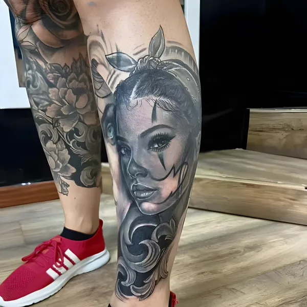 Retrato realista de mujer en el gemelo